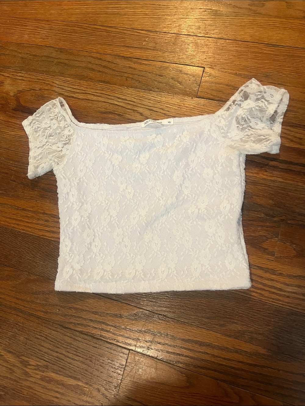 White Lace Off-Shoulder Crop Top
